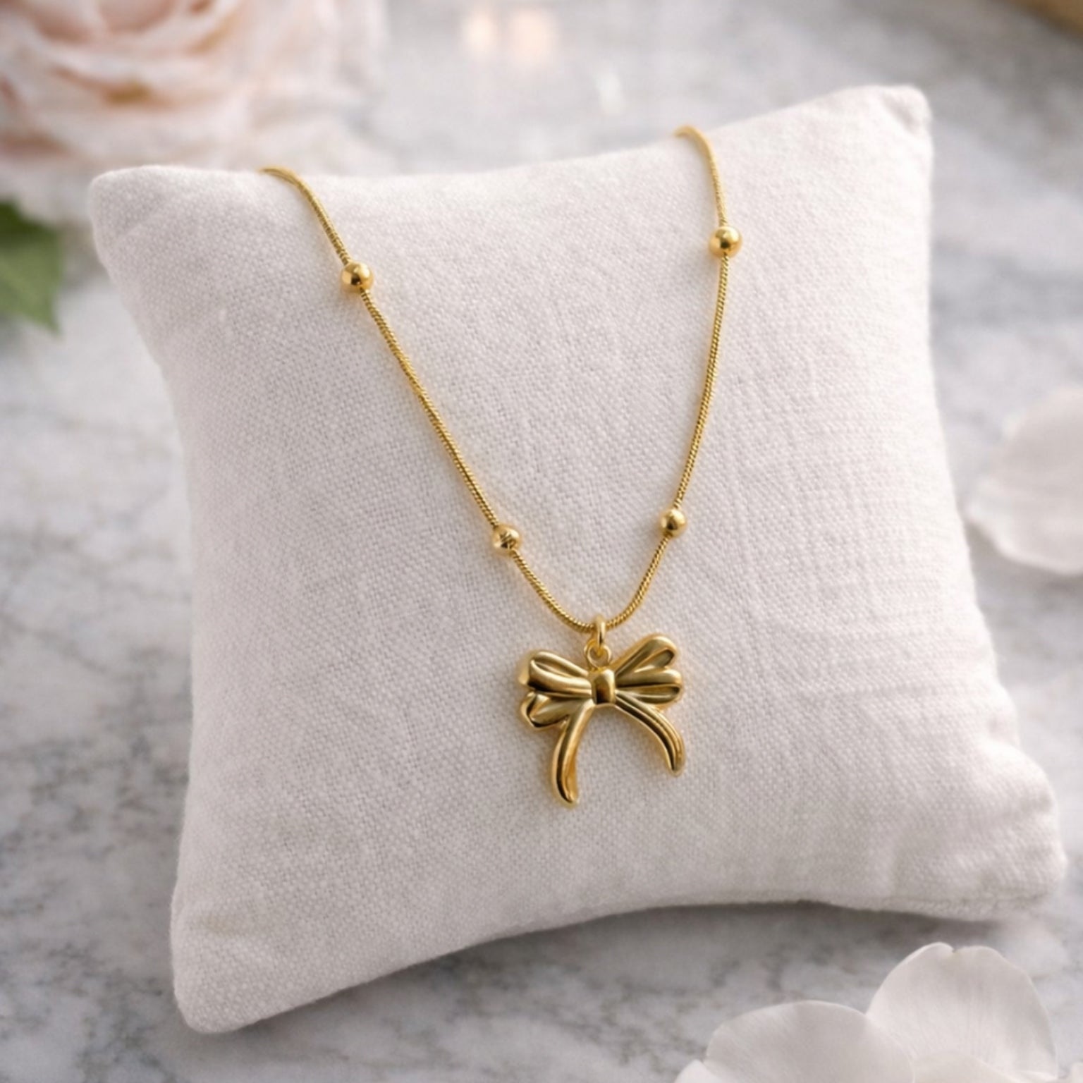 Minimal Bow Pendant Anti-Tarnish Necklace